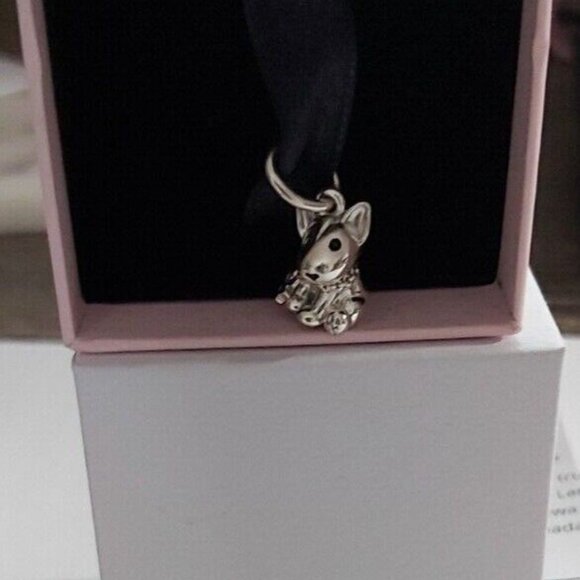 Authentic PANDORA Sterling Silver Bulldog Terrier Puppy Dangle 798010EN16 - Picture 2 of 9